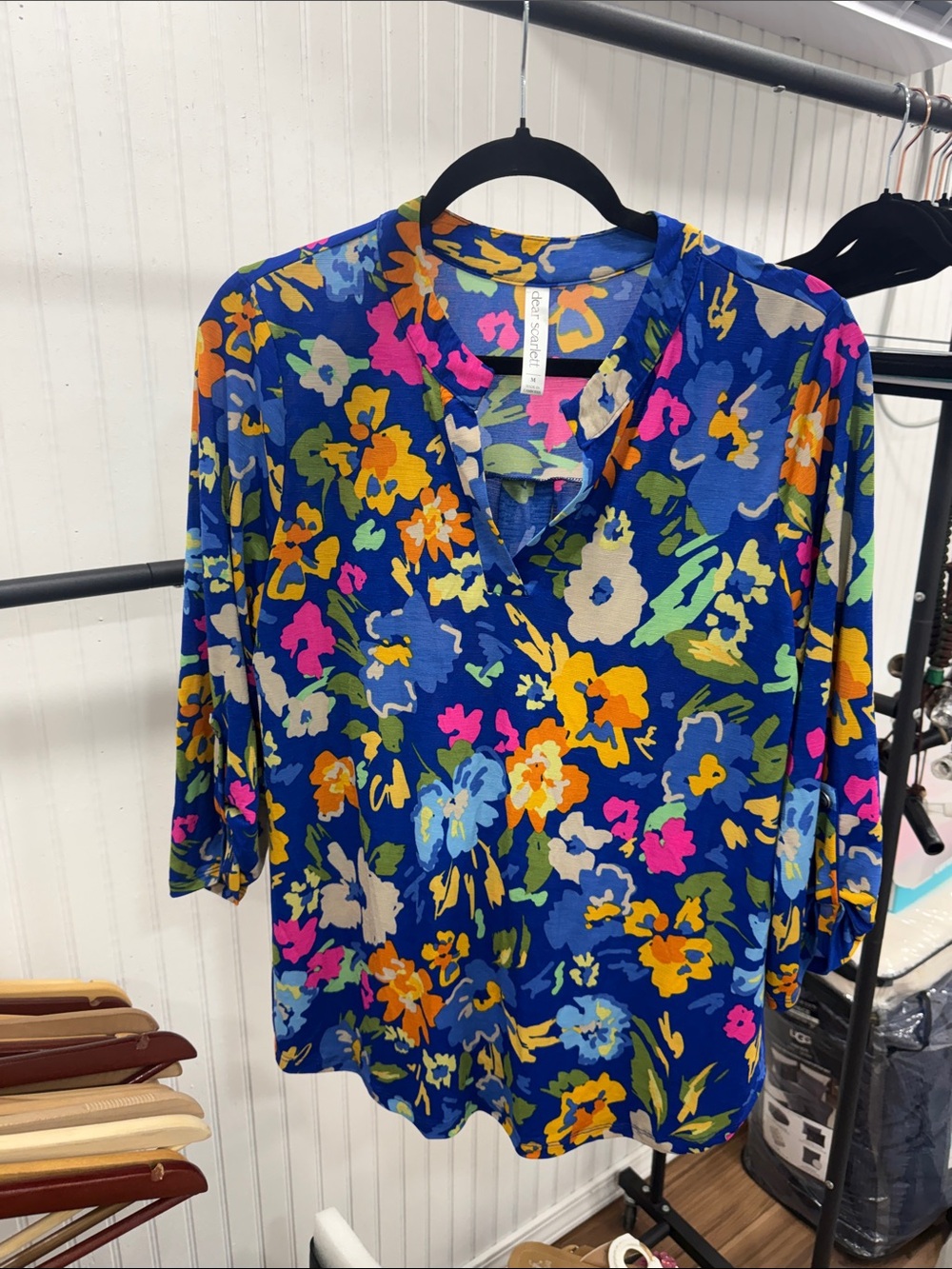 NWOT Women's Royal Blue Floral Tunic Top by Dear Scarlet Medium